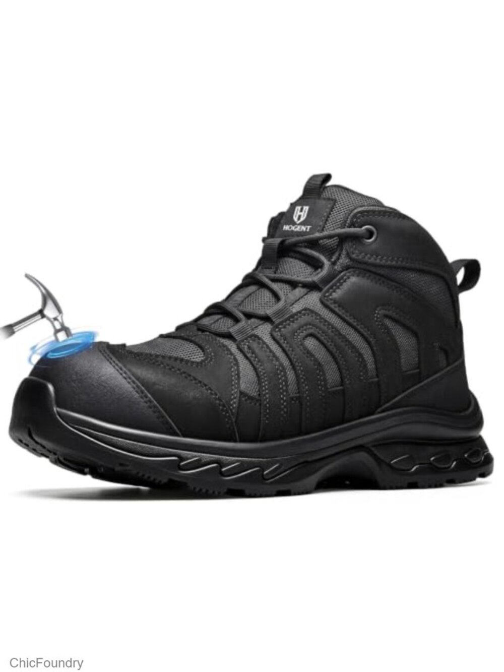 Hogent Steel Toe Work Boots Men Industrial Safety Slip Resistant Ankle